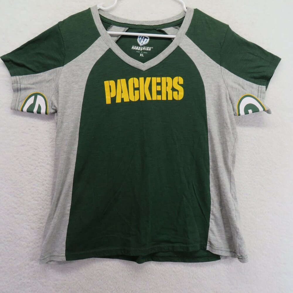 Green Bay Packers T‎ Shirt Womens Size Extra Large V Neck Color Block Football